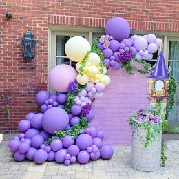 Overige evenementen Feestartikelen 129 stuks Paarse Macaron Gele Ballonnen Set voor Babyshower Bruidsshower Verjaardagsfeestje Prinsessenfeest Raponsje Thema Pa 231017