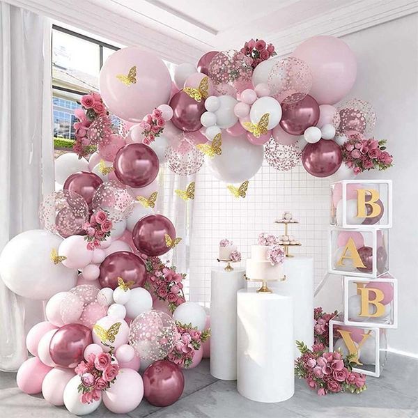 Otros suministros para fiestas de eventos 129 unids Cumpleaños Pink Balloon Garland Arch Kit Compromiso Decoración de boda Bautismo Baby Shower Fiesta de cumpleaños Mariposa Balloo 230923