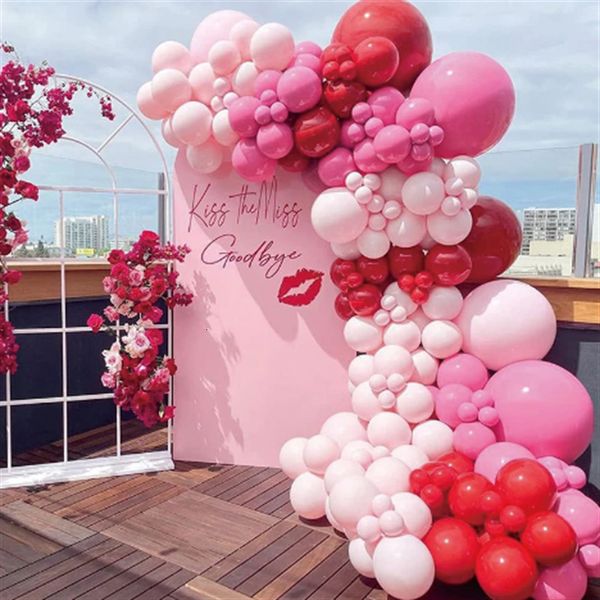 Otros suministros para fiestas de eventos 129 unids Rose Red Balloon Garland Arch Kit Babyshower Día de San Valentín Cumpleaños Romántico Dulce Aniversario de boda 230826