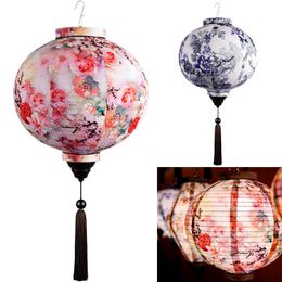 Andere evenementenfeestjes 12inch Chinese Oosterse stijl Licht Lantaarn Chic Bloempatroon Doek Midden Autumn Spring Festival Decor 230206