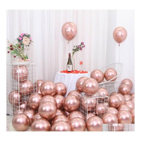 Autres Fournitures De Fête D'événement 12 Pouces Rose Or Métal Ballon Joyeux Anniversaire Décoration Enfants Garçon Fille Adts Mariage Ballon Mariée À Être Dhilo