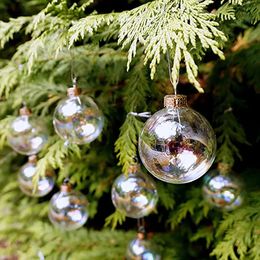 Autres fournitures de fête d'événement 12pcs décorations de Noël boules de verre clair irisé boules arbre suspendu ornement bricolage maison vacances mariage 231017