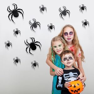 Autres fournitures de fête d'événement 12 pièces horreur 3D araignée Stickers muraux pour décorations d'halloween maison porte fenêtre maison hantée décor décalcomanies 230808