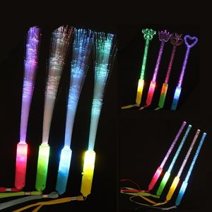 Autres fournitures de fête d'événement 12pcs Light up Rod Glow Fibre Optique Baguettes Bâtons Magiques avec 3 Modes LED Jouets Cadeau D'anniversaire Fête De Mariage De Noël 230612