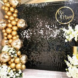 Autres fournitures de fête d'événement 12pcslot Square Sequin Board Gold Silver Shimmer Mur pour mariage anniversaire toile de fond bébé douche décor 231026