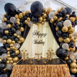 Autres fournitures de fête d'événement 130pcs Kit d'arche de guirlande de ballons en or noir Ballon en latex métallique chromé à pois dorés pour mariage, anniversaire, Noël 230309