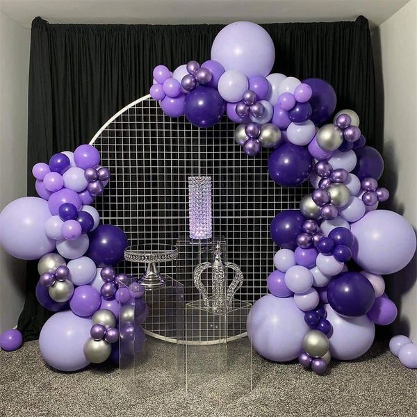 Otros suministros para fiestas de eventos 133 piezas Kit de arco de guirnalda de globos morados Macaron Globos de látex morados metálicos para cumpleaños Revelación de género Decoración de baby shower 230309