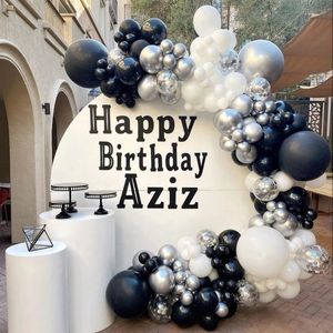 Andere evenementenfeestjes 137 % Set Black White Ballonnen Garland Arch Kit Latex Silver Chrome Globos Happy Year Birthday Decorations 230504