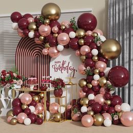 Otros suministros para fiestas de eventos 138 piezas Borgoña oro rosa Globo Garland Arch Kit Suministro de cumpleaños Boda Día de San Valentín Propuesta Baby Shower Decoración 230215