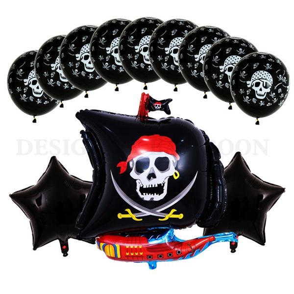 Autres fournitures de fête d'événement 13pcslot dessin animé bateau pirate ballon en aluminium festival fête ballon décoratif 18 pouces ballon de crâne 32g latex baby shower 220829