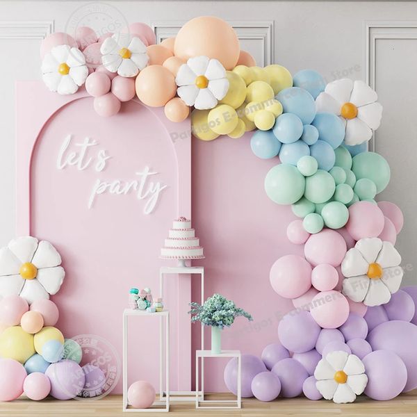 Autres fournitures de fête d'événement 141 pièces marguerite ballon guirlande arc Macaron bonbons couleur ballon filles princesse fête d'anniversaire mariage décor bébé douche fournitures 230523