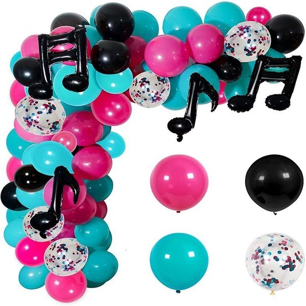 Autres fournitures de fête d'événement 141pcs Ballons à thème musical Garland Arch Kit avec feuille musicale Globos pour bricolage anniversaire fête de mariage décoration fournitures 230309