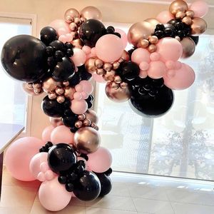 Andere evenementenfeestjes 145 stks Black Rose Gold Balloon Garland Arch Kit Roze latex Volwassen verjaardagsdecoraties bruiloft Baby shower 230812