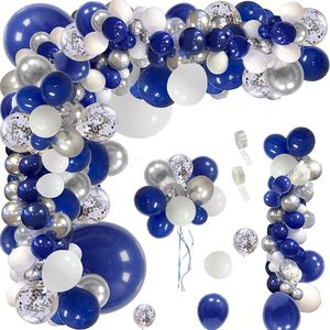 Feestartikelen voor andere evenementen 146-delig Marineblauw Wit Ballon Garland Kit Koningsblauw Zilver Confetti Latex Ballon Boog Bruiloft Babyshower Verjaardagsfeestje Decor 230809