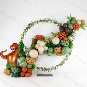 Autres fournitures de fête d'événement 147pcs Dinosaur Balloon Garland Arch Kit Jungle Animal Feuille Ballons Safari Palm Leaf Anniversaire Baby Shower Décorations 230404