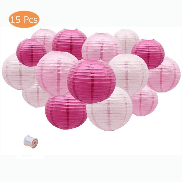 Autres fournitures de fête d'événement 15 pcs ronde lanterne de papier chinoise 4-12 