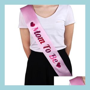 Andere evenementenfeestjes 156x9.5cm Pink Shoder Riem Baby Girls Shower Satin Ribbon Mom To Be Sashes For Msee Pics Day Party Festi DH3YB