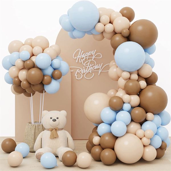 Autres fournitures de fête d'événement 158 pcs Retro Nude Brown Café Ballons Garland Arch Kit pour Teddy Bear Baby Shower Sexe Révéler Décorations d'anniversaire 230404