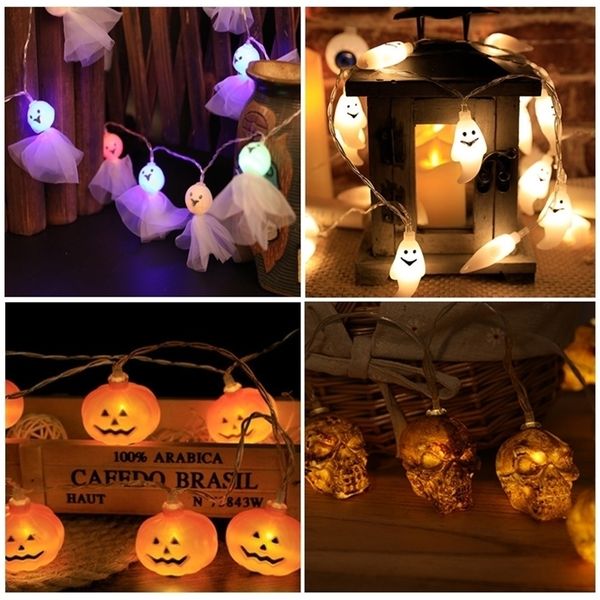 Autre événement Fourniture de fête 15m 10led Halloween Pumpkin Ghost Skeletons Bat Spider LED Light String Festival Home Bar Party décor Halloween Ornement 220829