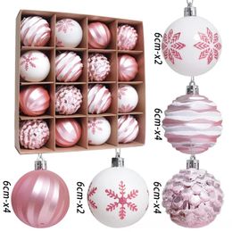 Autres fournitures de fête d'événement 16pcs 6cm boules de Noël colorées ornements arbre de Noël pendentif décoration sphères de Noël cadeau d'année 231027