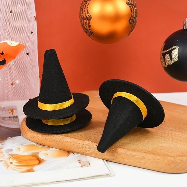 Autres Fournitures De Fête D'événement 16pcs Mini Chapeaux De Sorcière À La Main Bouteille De Vin Décor pour Halloween Maison DIY Cheveux Accessoires Artisanat 230818