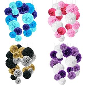 Autres fournitures de fête d'événement 18pcs 8-10-12 pouces papier de soie pompons pour Noël Halloween décoration de la maison de mariage fête d'anniversaire tenture murale boules de fleurs 231023