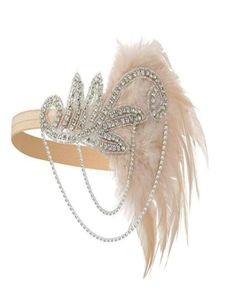 Autres fournitures de fête d'événements 1920S Costume de bande accessoires Charleston Accessoires Nude Flapper casque Great Gatsby Feather Beade3815633