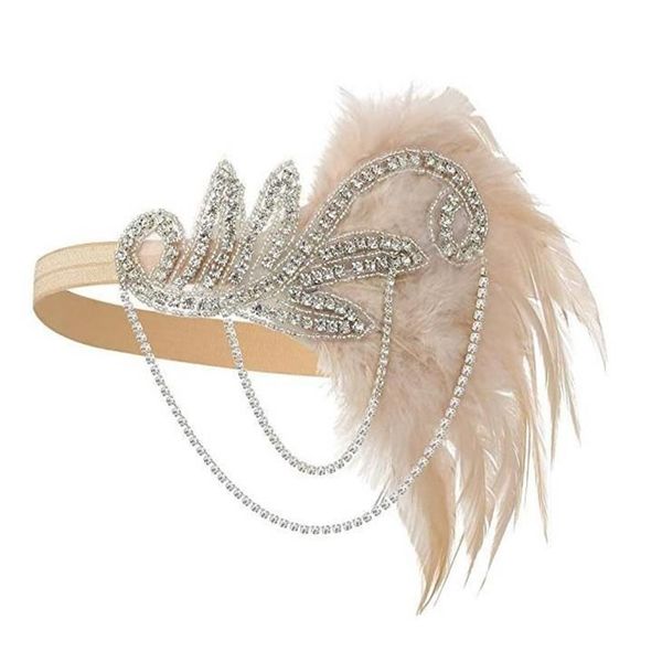 Autres fournitures de fête d'événement Années 1920 Bandeau Costume Accessoires Charleston Accessoires Nude Flapper Headpiece Great Gatsby Plume Beade235f