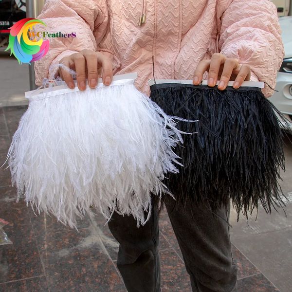 Outros suprimentos para festas de eventos 1m 5m 10m 8-10cm preto branco avestruz penas fita multicolor pluma para costurar penas artesanato vestido decoração de roupas 231114