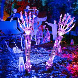 Andere evenementen Feestartikelen 1 paar Halloween LED Skeleton Arm Hand Halloween Party Buiten Huis Tuin Tuin Gazon Decoratie Spookhuis Horror Gloeiend rekwisiet 230731