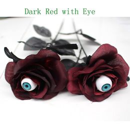 Otros suministros para la fiesta de eventos 1pc 41 cm Flor de terror Rose Artificial con globo ocular Halloween Black Fake Cosplay Accesorios de vestuario 230815