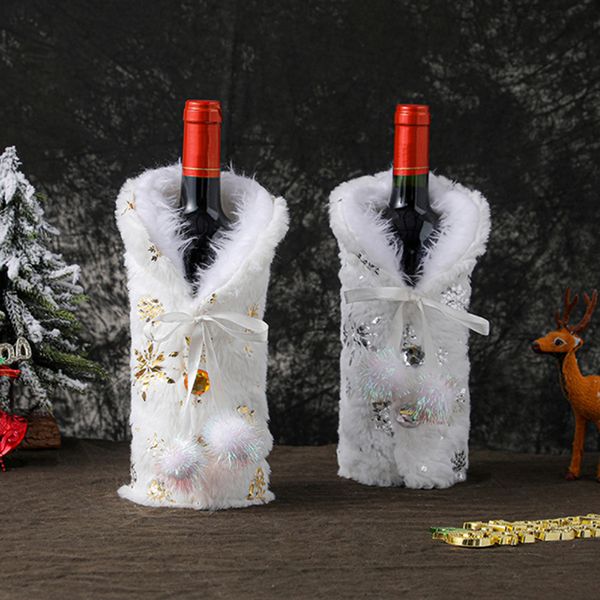 Otros suministros para fiestas de eventos 1 unid Navidad Botella de vino tinto Cubiertas Bolsa Telas de felpa Vacaciones Santa Claus Cubierta de champán Decoraciones para el hogar 230923