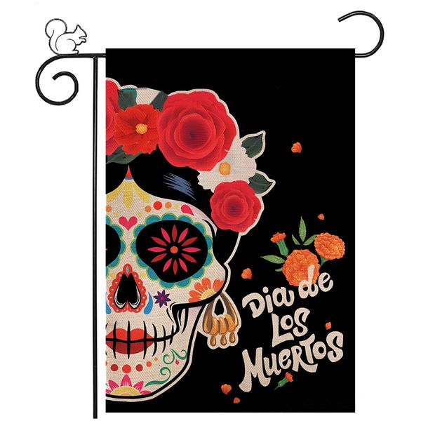 Autres fournitures de fête d'événement 1pc Halloween Jour mexicain du drapeau de jardin mort Sugar Skull Yard 231018