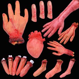 Autre événement Fourniture de fête 1pc Horreur Halloween décor Blood Horror Broken Hand Foot Latex faux doigt Brain Heart For Halloween Fourniture Scary Props 230816