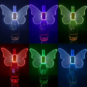 Autres fournitures de fête d'événement 1PC RGB Couleur LED Strobe Baton Glowing Butterfly Wings Lampes Champagne LED Sparkler light Flash Stick Service Bottle Topper Ligh 230621