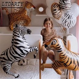 Autres fournitures de fête d'événement 1pc Tigre Lion Léopard Marche Animal Ballon pour Jungle Safari Décorations d'anniversaire Enfants Cadeau Jouet Hélium Air Globos 231011