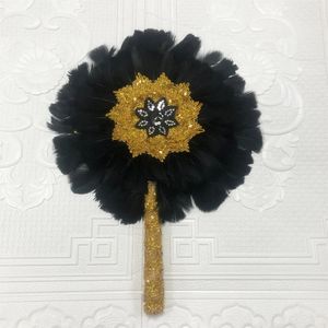 Otros suministros para fiestas de eventos 1 unids Abanico de mano de plumas de ganso africano Abanicos hechos a mano de tamaño pequeño para danza Decoración de bodas Abanico de mano con abanico de plumas de flores 231114