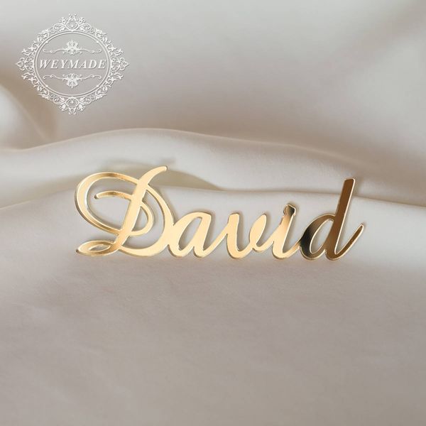 Otros suministros para fiestas de eventos 1 unids espejo personalizado oro rosa nombre del bebé signo vivero decoración de la pared personalizado nombre negro signo rústico boda fiesta bautismo 230925