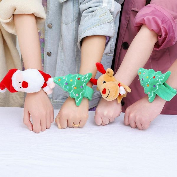 Autres fournitures de fête d'événement 1pcs enfants Noël Santa Deer Hat Arbre Slap Bracelets Wrap Bracelet Bague Bande Jouets Anniversaire Cadeaux de vacances 230905