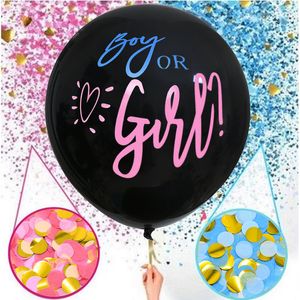 Feestartikelen voor andere evenementen 1Set 36'' Gigantische jongen of meisje Zwarte latexballon Blauw Roze Confetti Babyborrel Globos Geslacht onthullen Feestdecoratie benodigdheden 230809