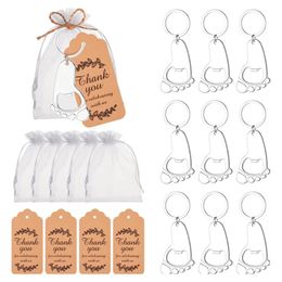 Andere evenementen Feestartikelen 1set Babyvoetafdruk Flesopener Sleutelgesp Geschenkzakjes Kaart Kinderen Verjaardagsfeestje Gunsten Babyshower Souvenirs Cadeaus voor gasten 231202