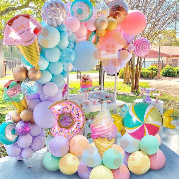 Otros suministros para fiestas de eventos 1 Juego de globos de caramelo de donut grande Juego de globos de figura de helado de donas rosadas para Baby Shower Niñas Decoración de cumpleaños Juguete para niños 230406