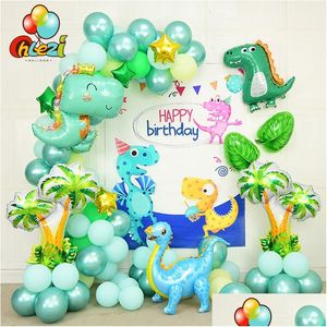 Autres fournitures de fête d'événement 1set dinosaure feuille ballons guirlande arc kit latex ballon chaîne forêt animaux décorations d'anniversaire ki dhbmo
