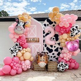 Andere evenementenfeestjes benodigdheden 1set Farm Decoration Digital Foil Balloon Garland gebogen koe varkens dieren thema verjaardag babydouche decor 230404