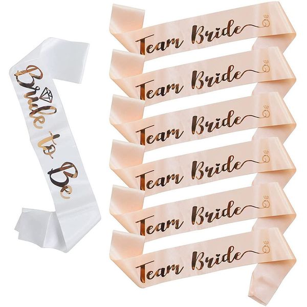 Autres fournitures de fête d'événement 1Set Rose Gold Team Bride To Be Satin Sash pour Bachelorette Décoration Fille Poule Mariage Douche Nuptiale Décor 230522