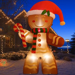 Andere evenementen Feestartikelen 2,2 m Kerstopblaasboten Gingerbread Man met ingebouwde LED-ornament voor Kerstmis Binnen Buiten Binnenplaats Rekwisieten Decoratie 231027