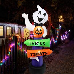 Andere evenementenfeestjes 2,4m Big Halloween opblaasbare spook met pompoenstraatborden Decoratietrucs of behandelt feestelijke 230816