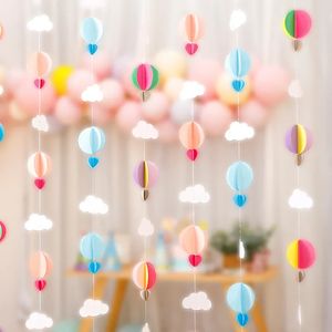 Autres fournitures de fête d'événement 2,8 m bannière de papier coloré pour baby shower fête d'anniversaire année de mariage décor de Noël ballons à air 3D guirlandes de nuages 231005