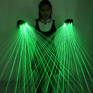 Autres fournitures de fête d'événement 2 en 1 MultiLine Green Laser Gants LED Lazer Mitten Ray Rave Flash Finger Palm Light Dress Up Robot Suit 230731
