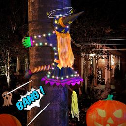 Otros suministros para fiestas de eventos 2 modos Bruja estrellada de Halloween en la decoración del árbol Decoraciones colgantes iluminadas de Halloween con señal de advertencia luminosa brillante 230809